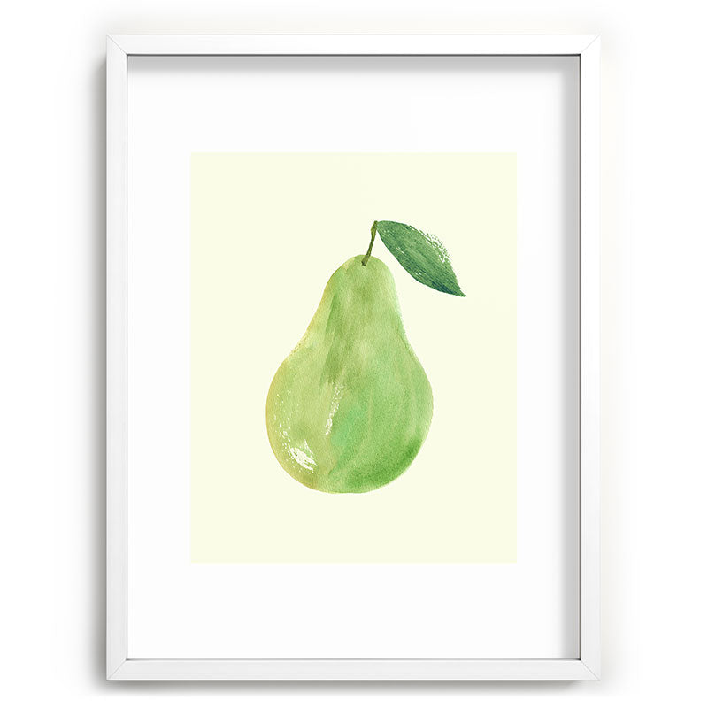 Intemporalis Pear Watercolor Illustration Recessed Framing Rectangle