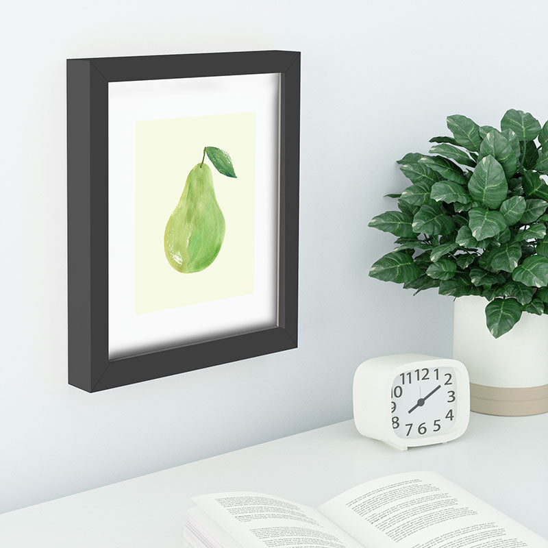 Intemporalis Pear Watercolor Illustration Recessed Framing Rectangle