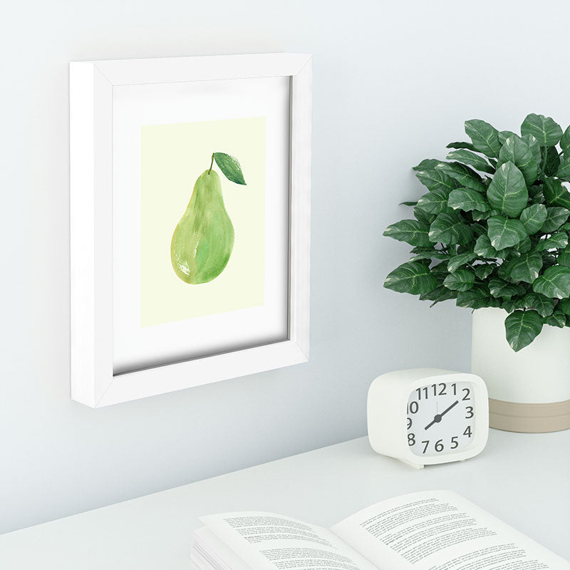 Intemporalis Pear Watercolor Illustration Recessed Framing Rectangle