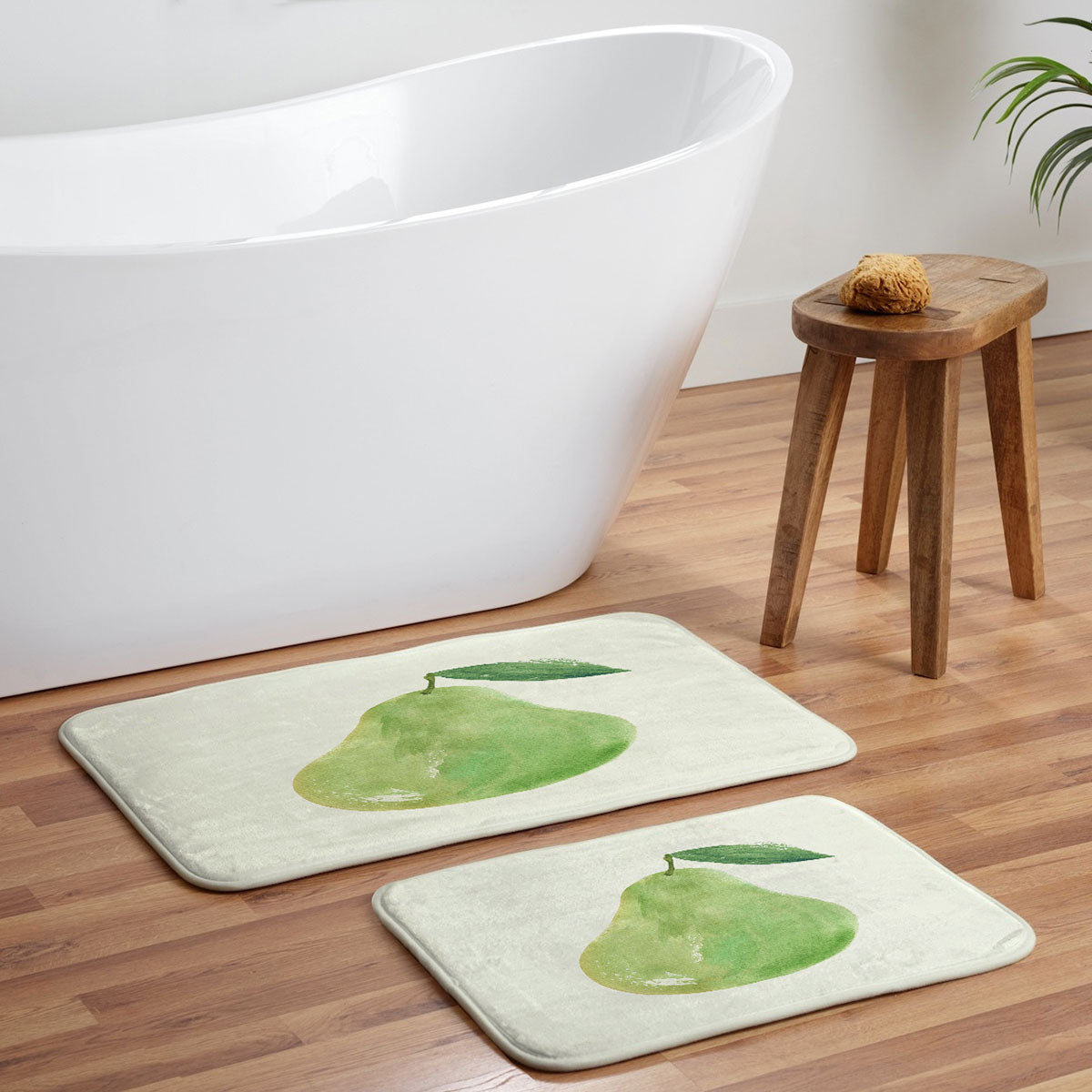 Intemporalis Pear Watercolor Illustration Memory Foam Bath Mat