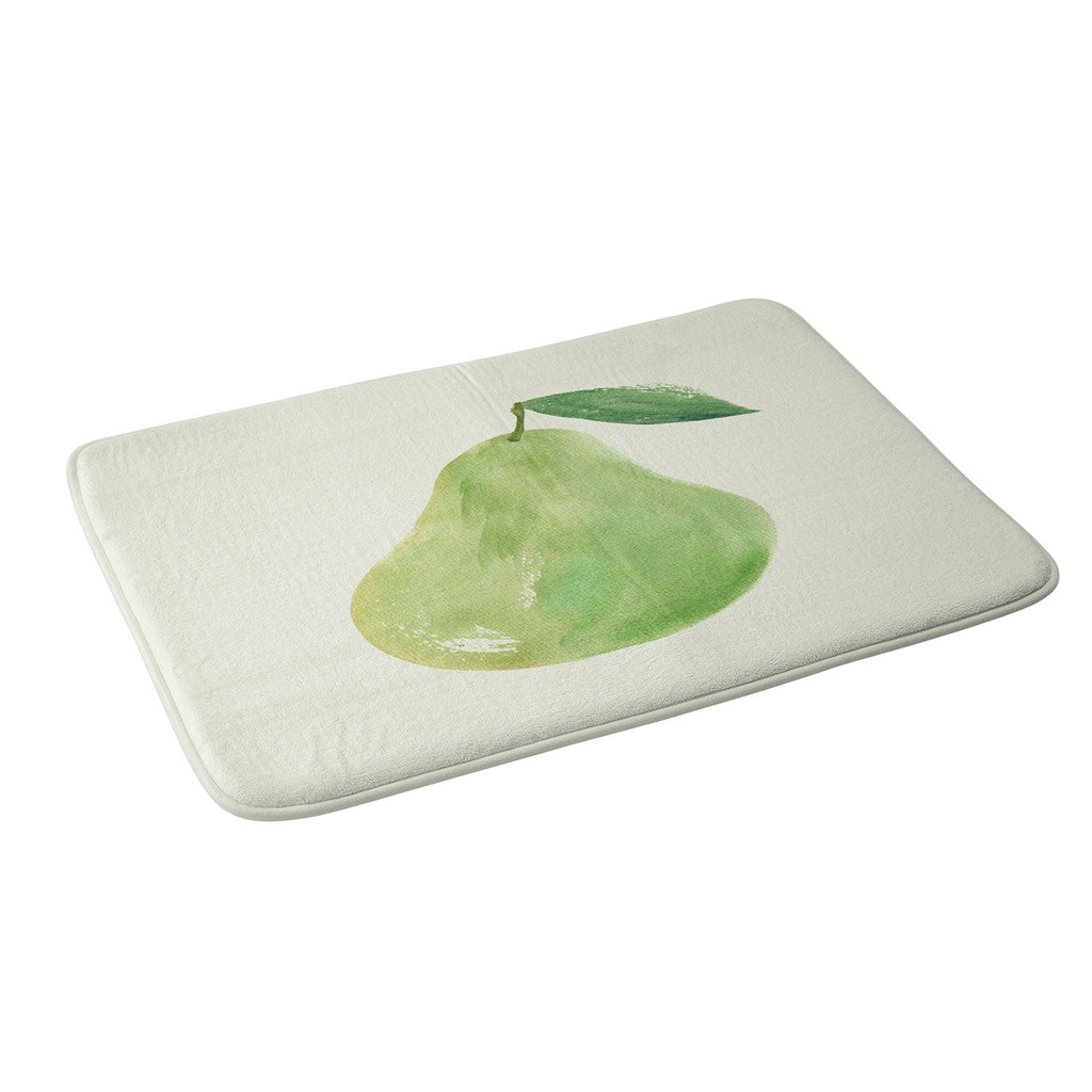 Intemporalis Pear Watercolor Illustration Memory Foam Bath Mat