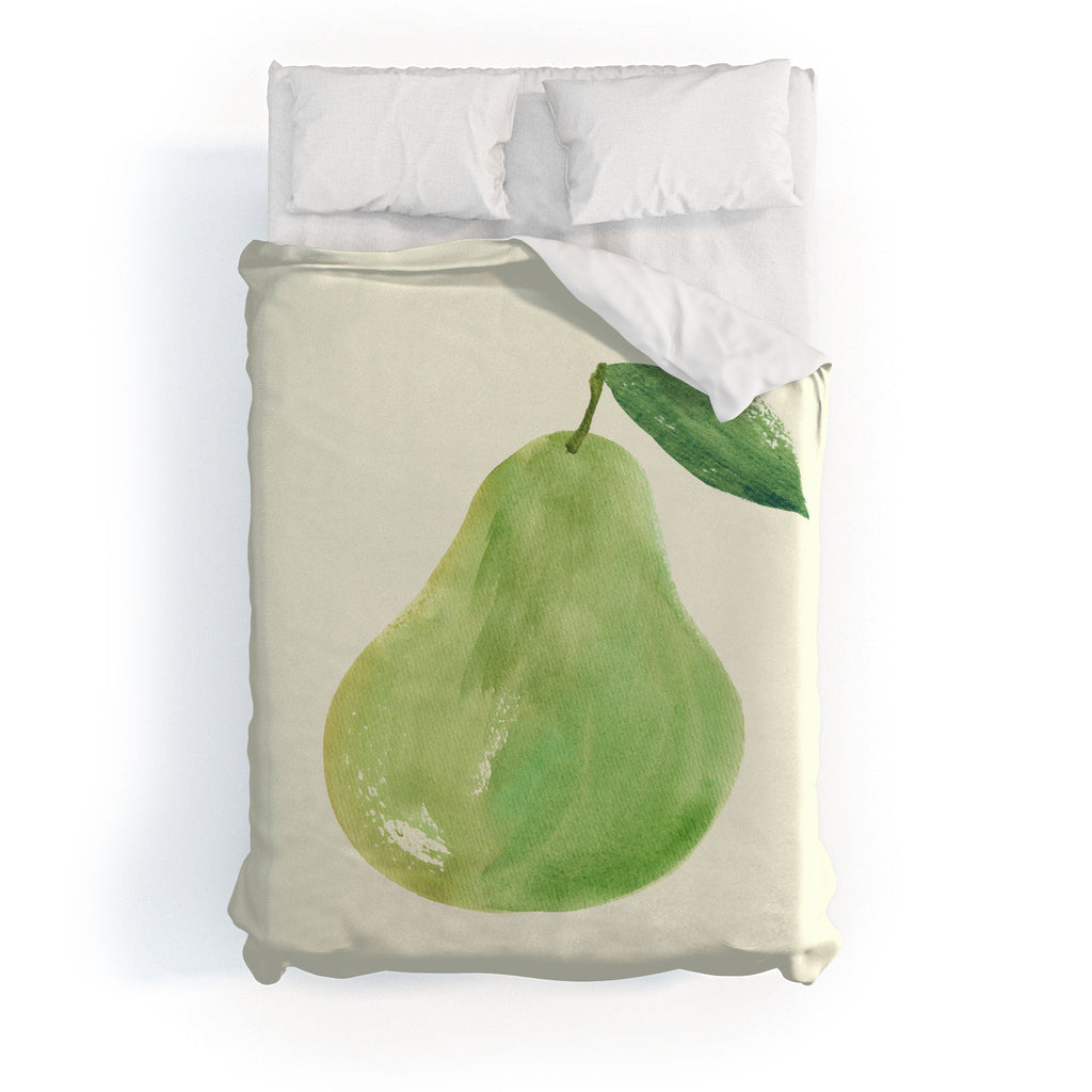 Intemporalis Pear Watercolor Illustration Duvet Cover