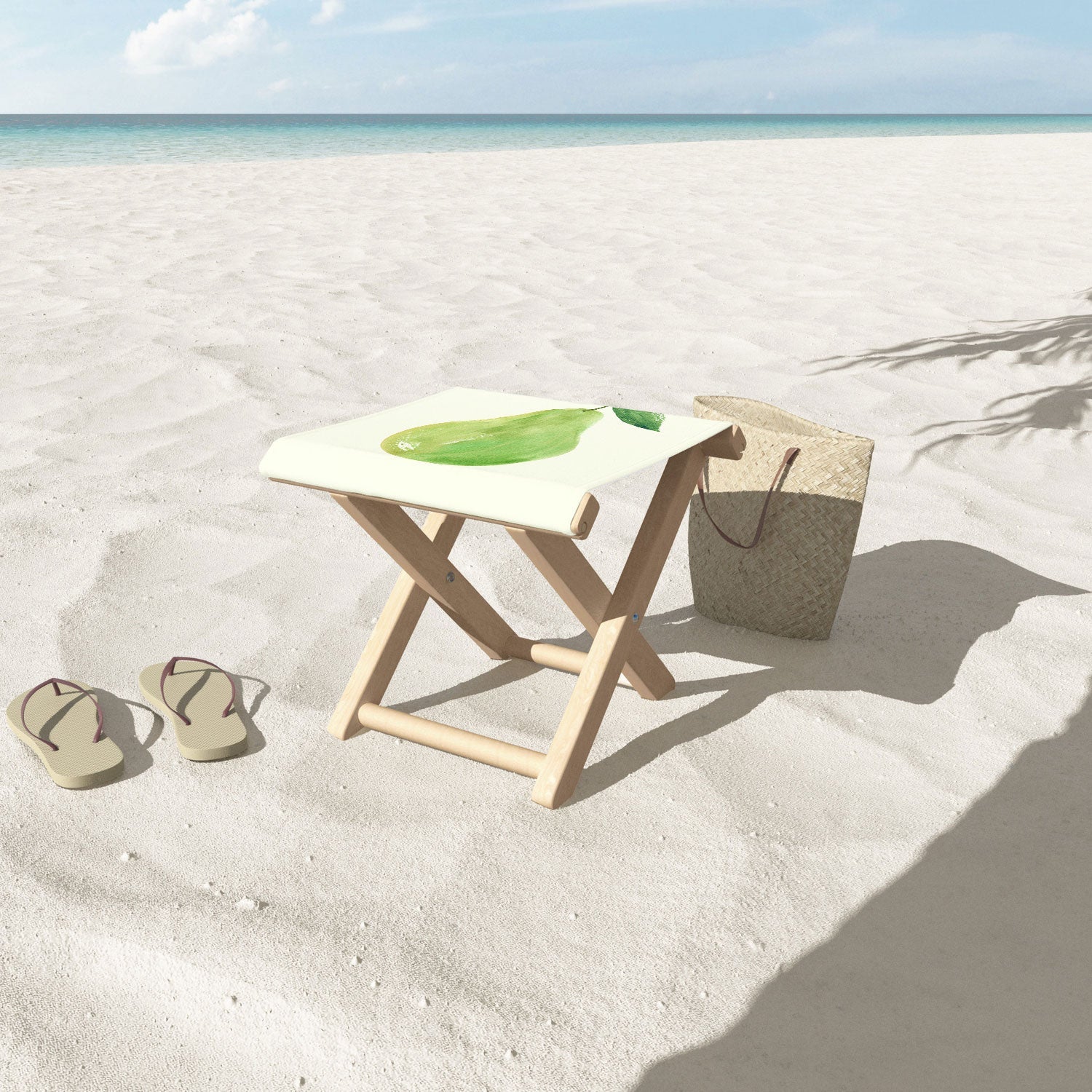 Intemporalis Pear Watercolor Illustration Folding Stool