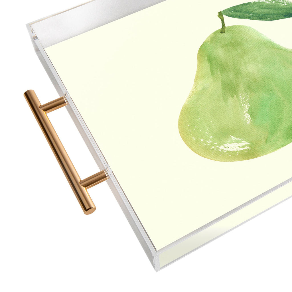 Intemporalis Pear Watercolor Illustration Acrylic Tray
