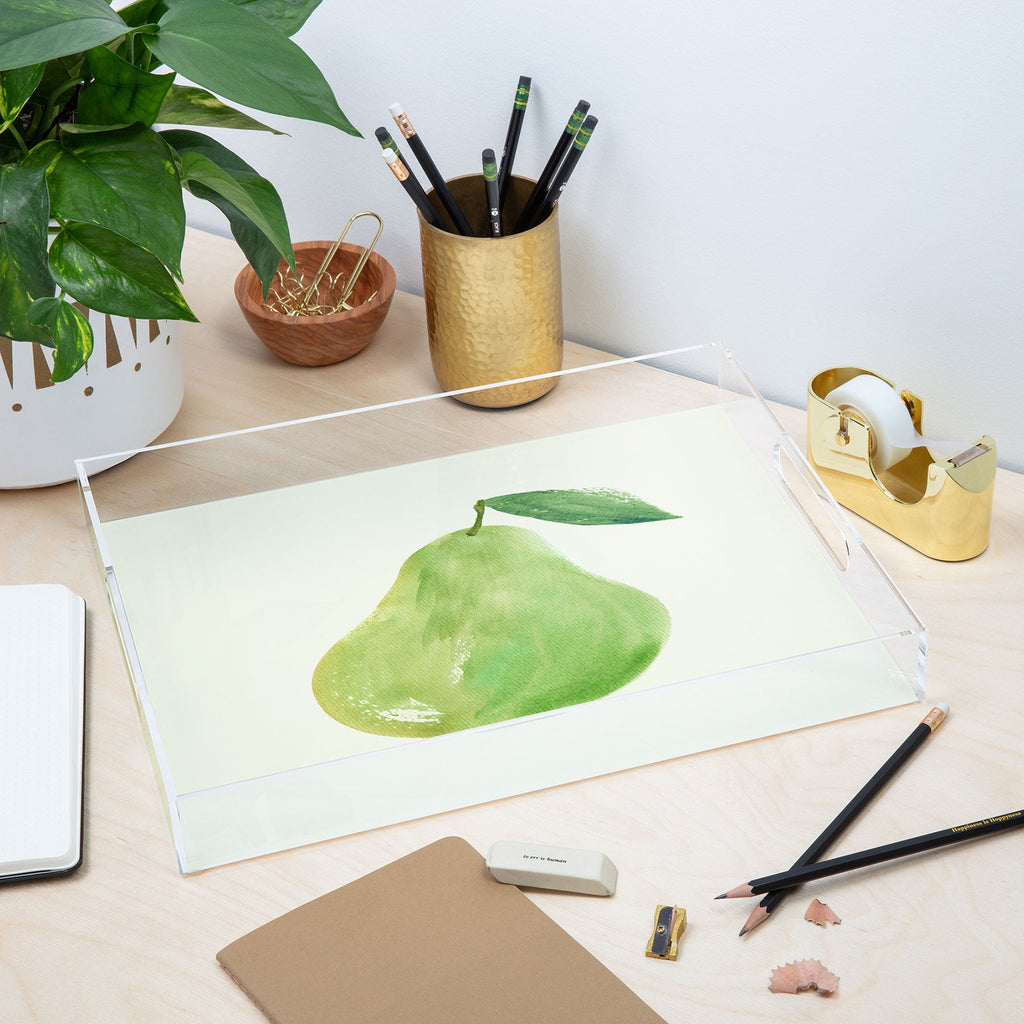 Intemporalis Pear Watercolor Illustration Acrylic Tray