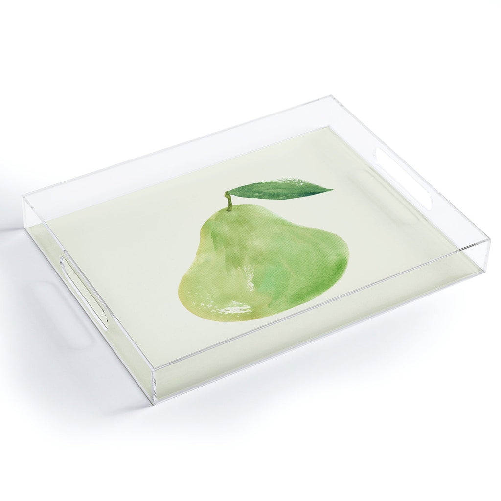 Intemporalis Pear Watercolor Illustration Acrylic Tray