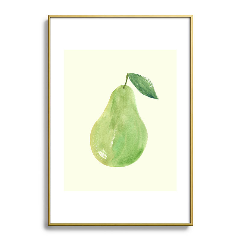 Intemporalis Pear Watercolor Illustration Metal Framed Art Print