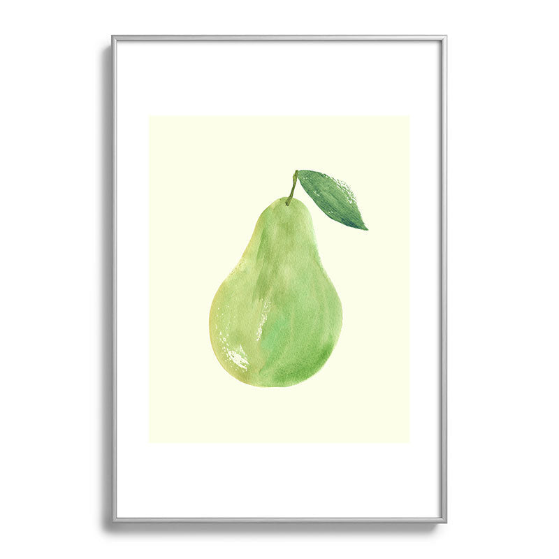 Intemporalis Pear Watercolor Illustration Metal Framed Art Print