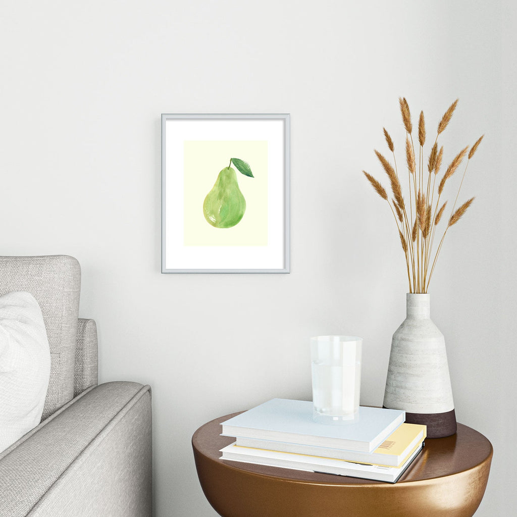 Intemporalis Pear Watercolor Illustration Metal Framed Art Print