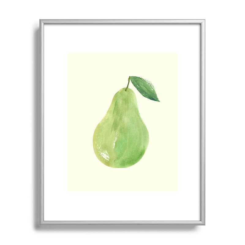 Intemporalis Pear Watercolor Illustration Metal Framed Art Print
