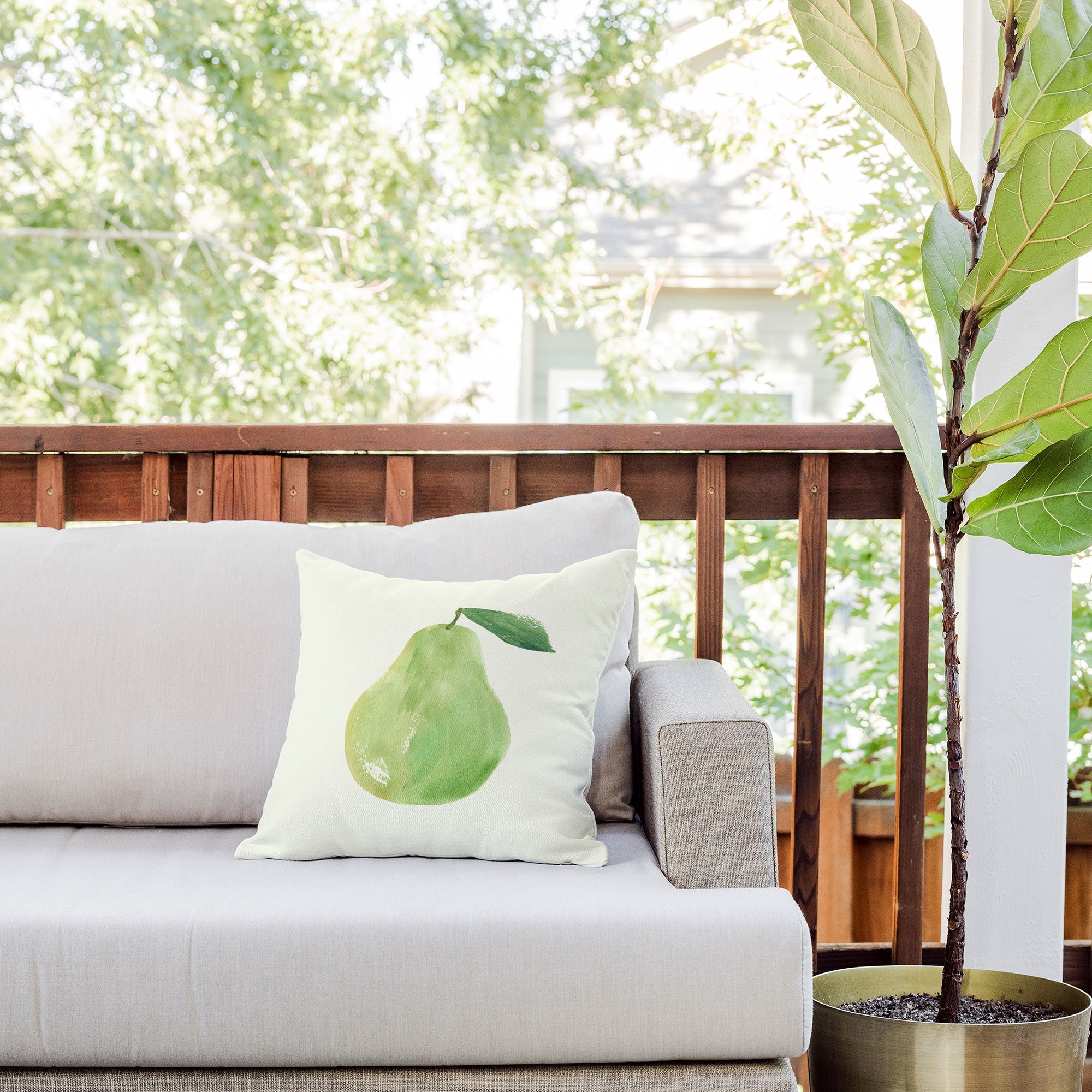 Intemporalis Pear Watercolor Illustration Outdoor Throw Pillow
