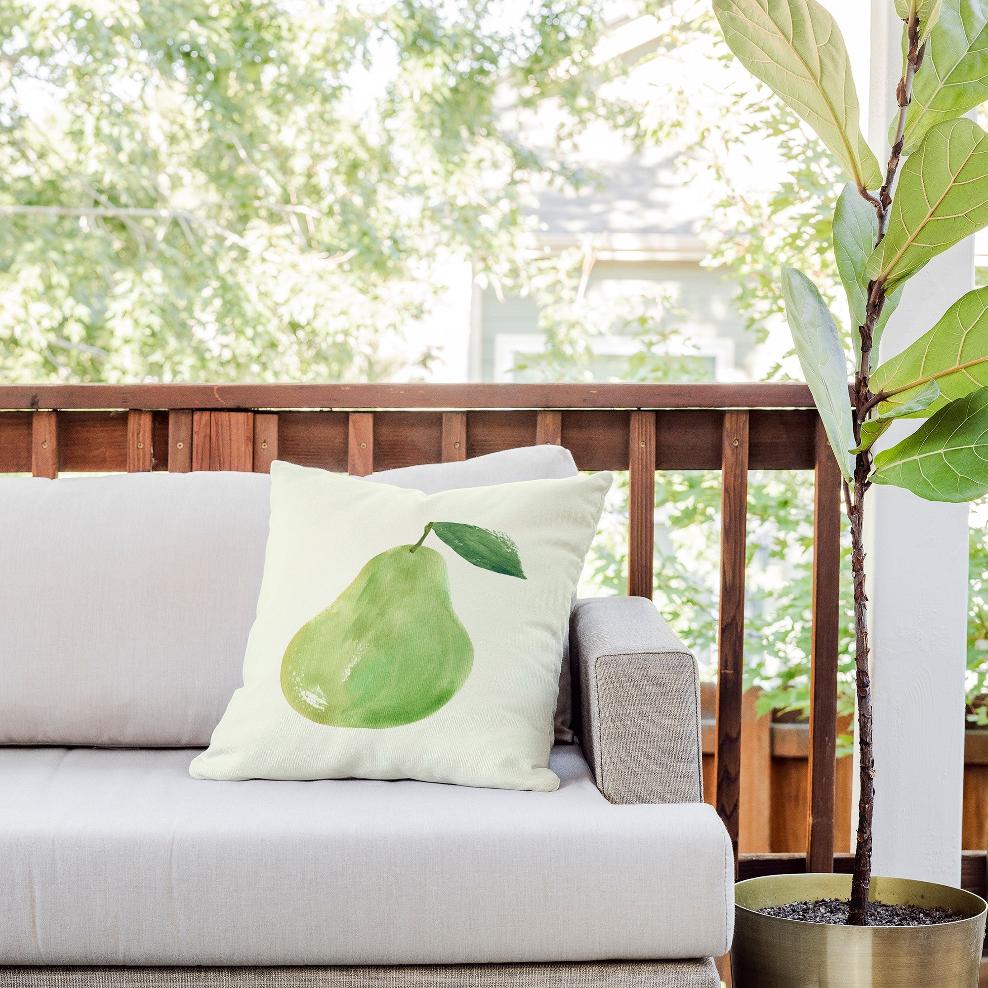 Intemporalis Pear Watercolor Illustration Outdoor Throw Pillow