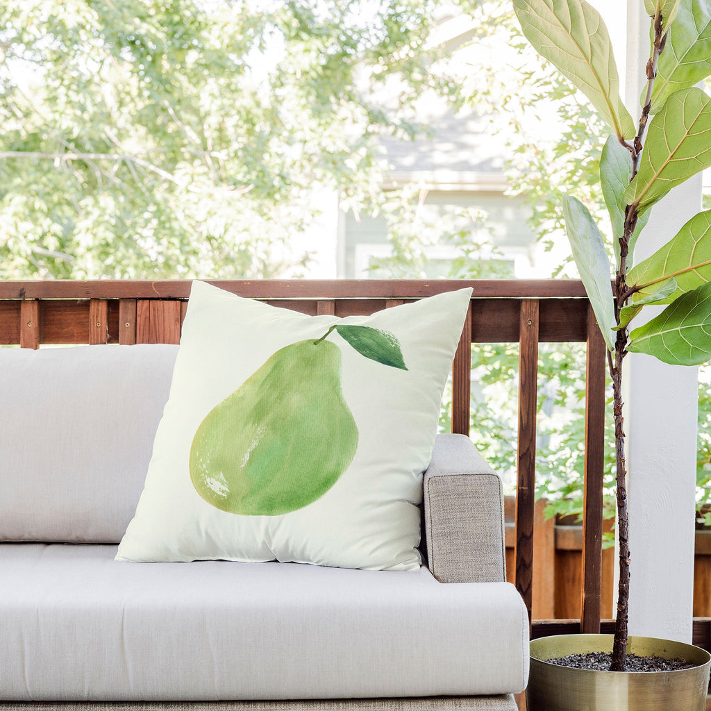 Intemporalis Pear Watercolor Illustration Outdoor Throw Pillow