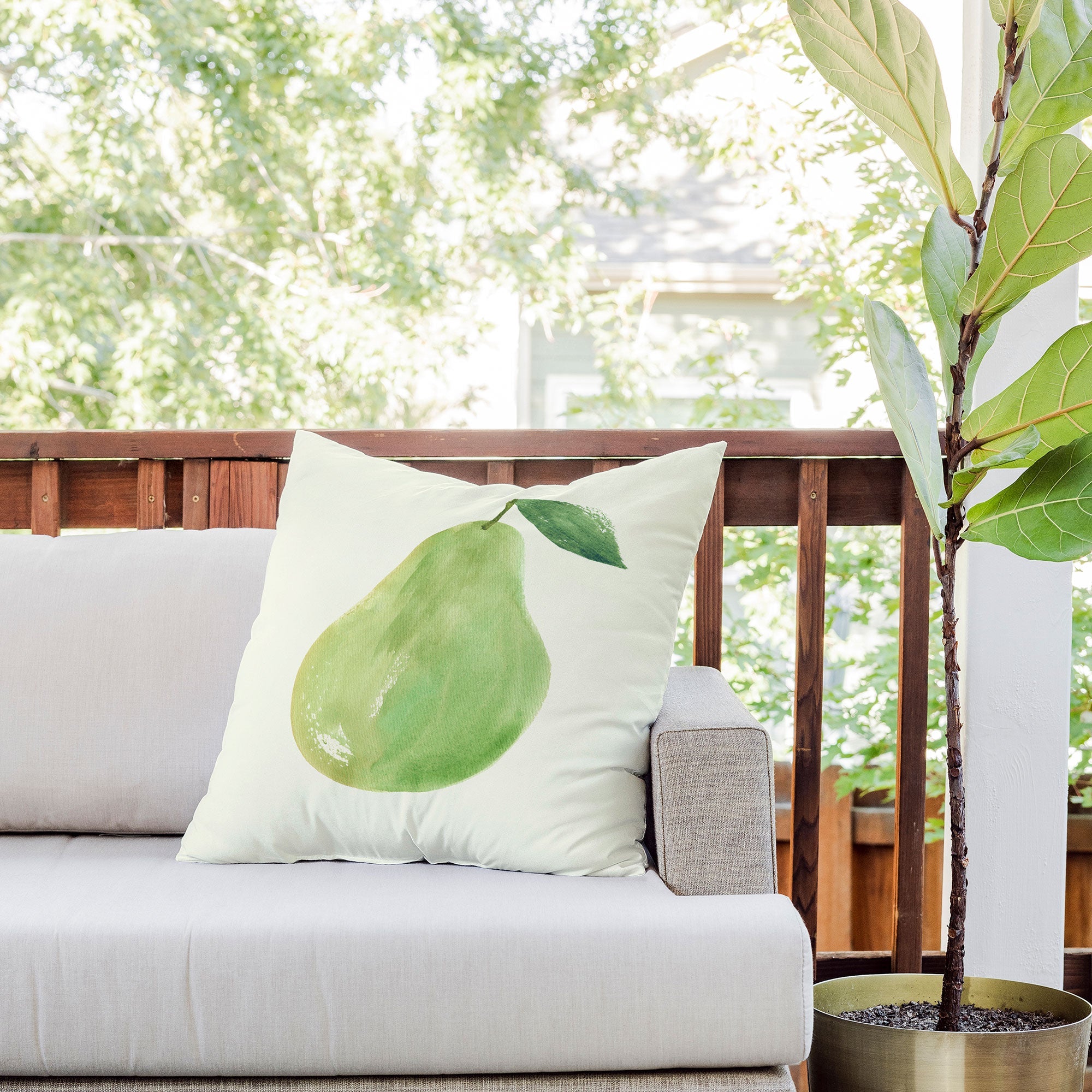 Intemporalis Pear Watercolor Illustration Outdoor Throw Pillow