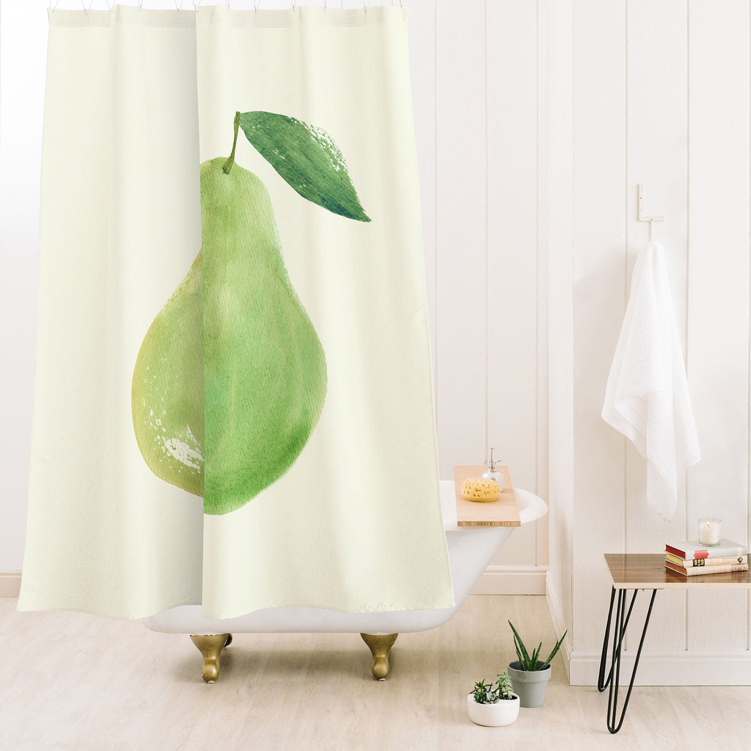 Intemporalis Pear Watercolor Illustration Shower Curtain