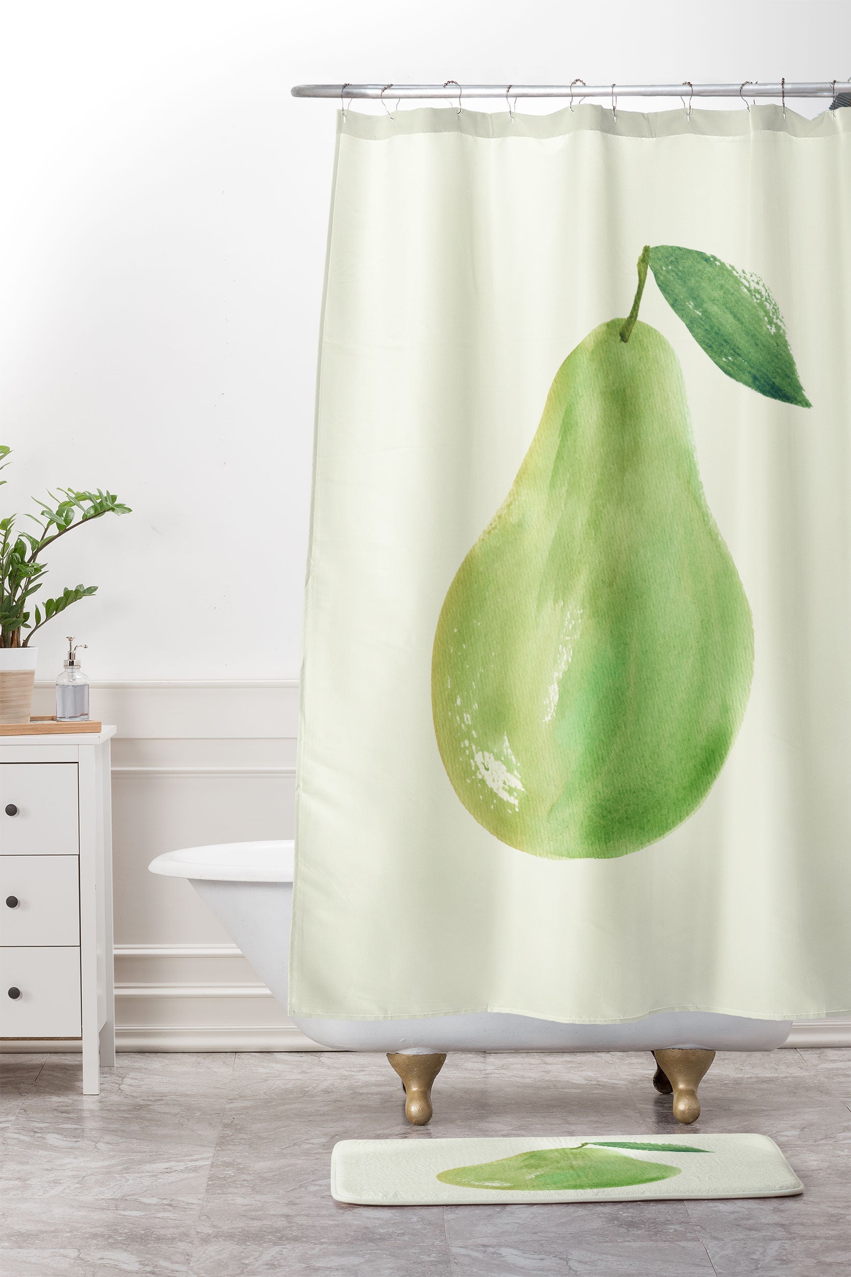 Intemporalis Pear Watercolor Illustration Memory Foam Bath Mat