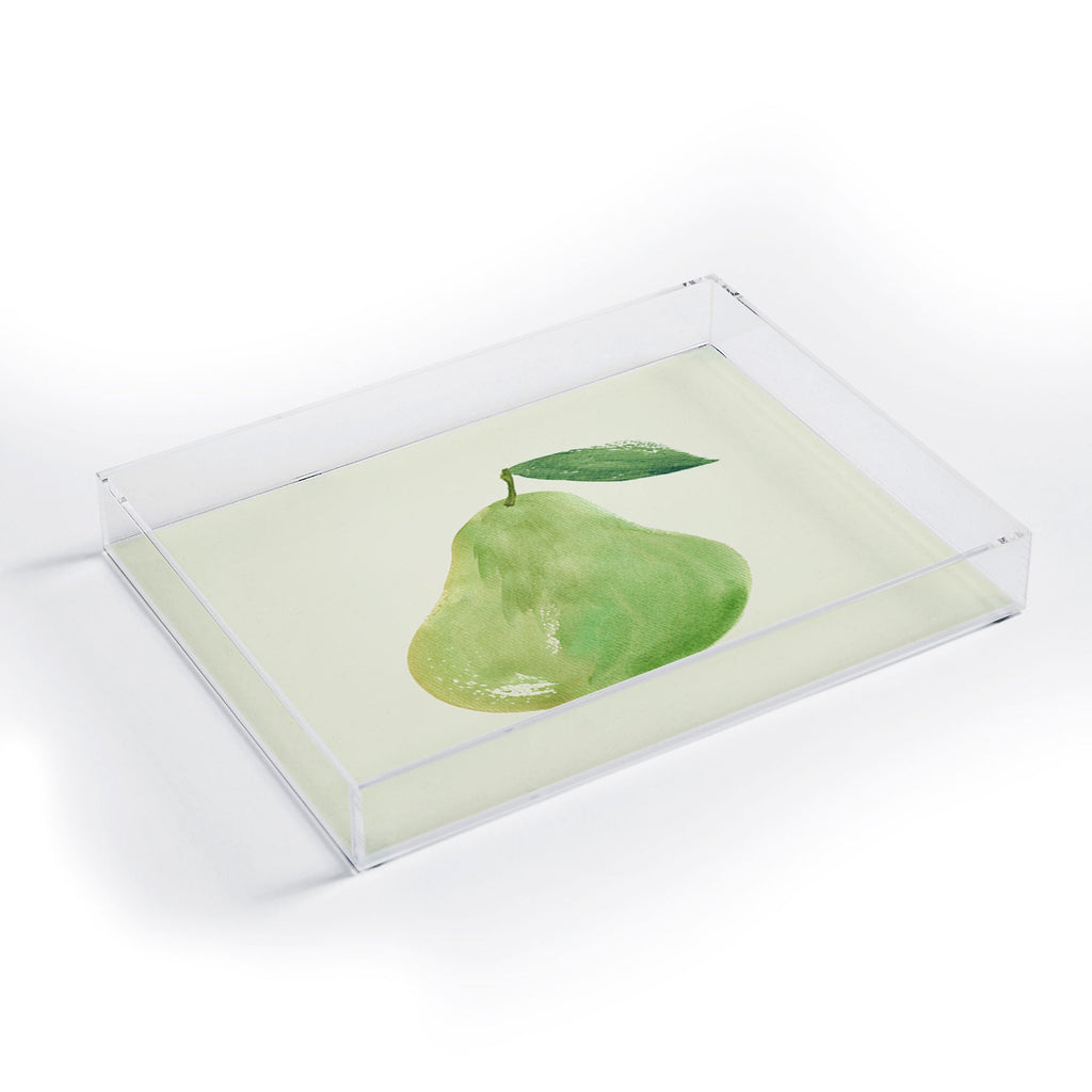 Intemporalis Pear Watercolor Illustration Acrylic Tray