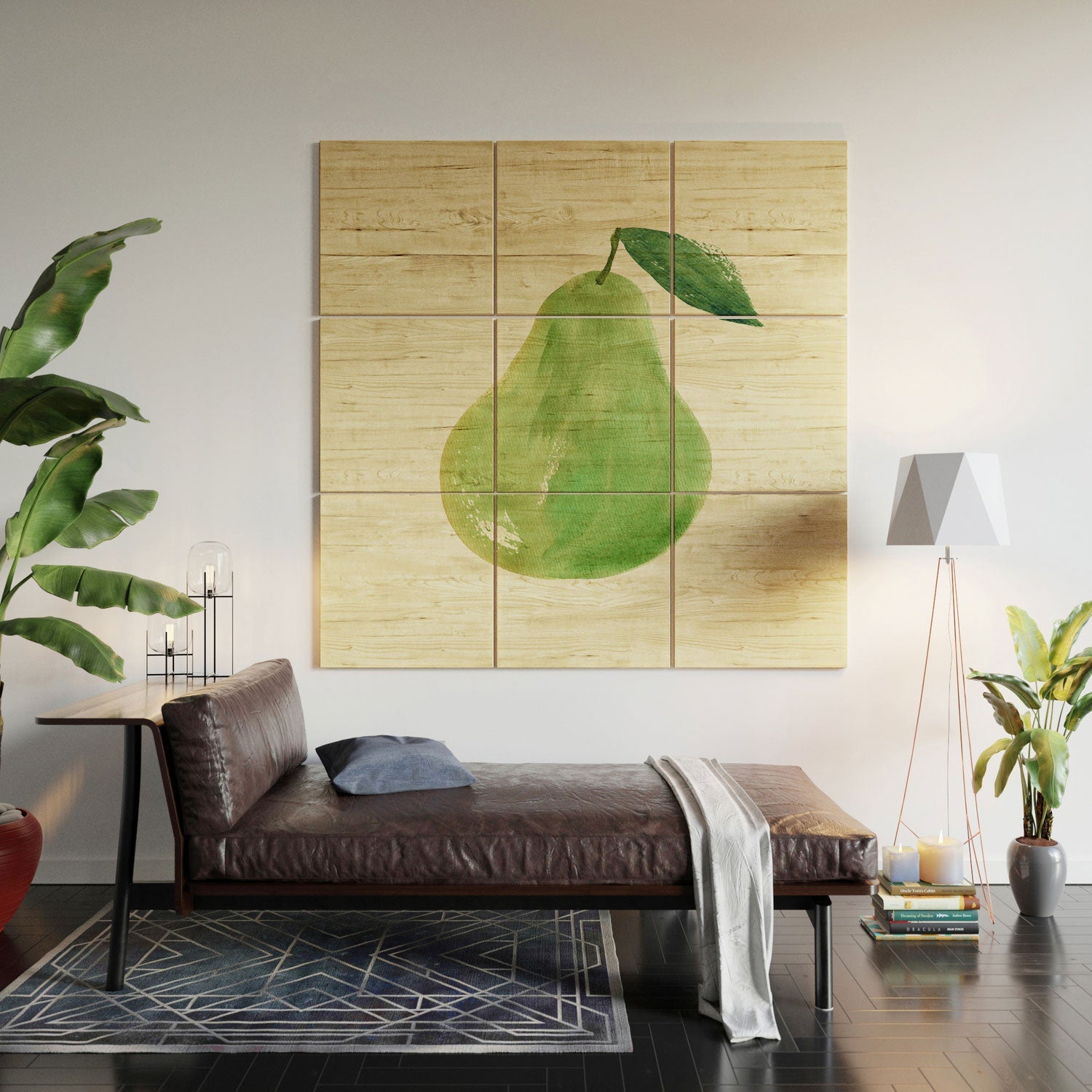 Intemporalis Pear Watercolor Illustration Wood Wall Mural