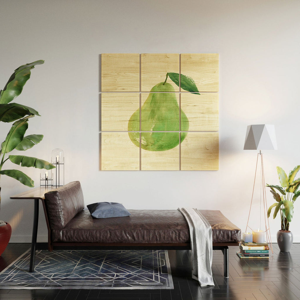 Intemporalis Pear Watercolor Illustration Wood Wall Mural