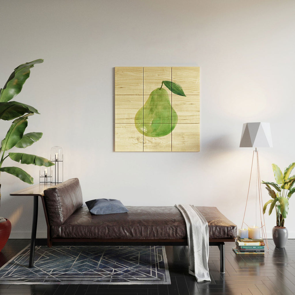 Intemporalis Pear Watercolor Illustration Wood Wall Mural