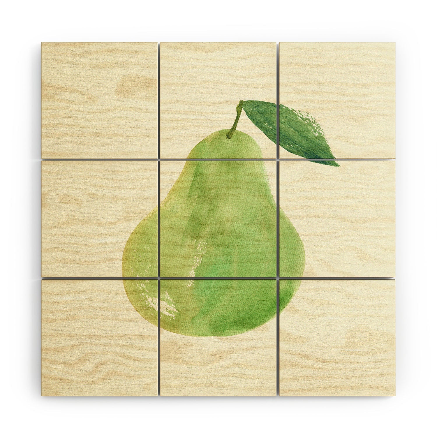 Intemporalis Pear Watercolor Illustration Wood Wall Mural
