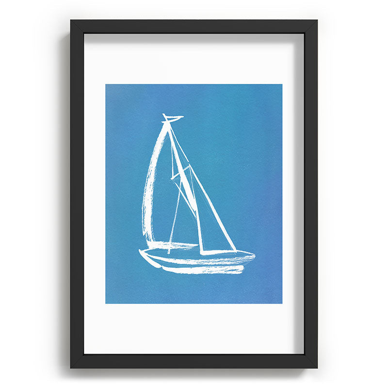 Intemporalis Sailboat Drawing Blue Recessed Framing Rectangle