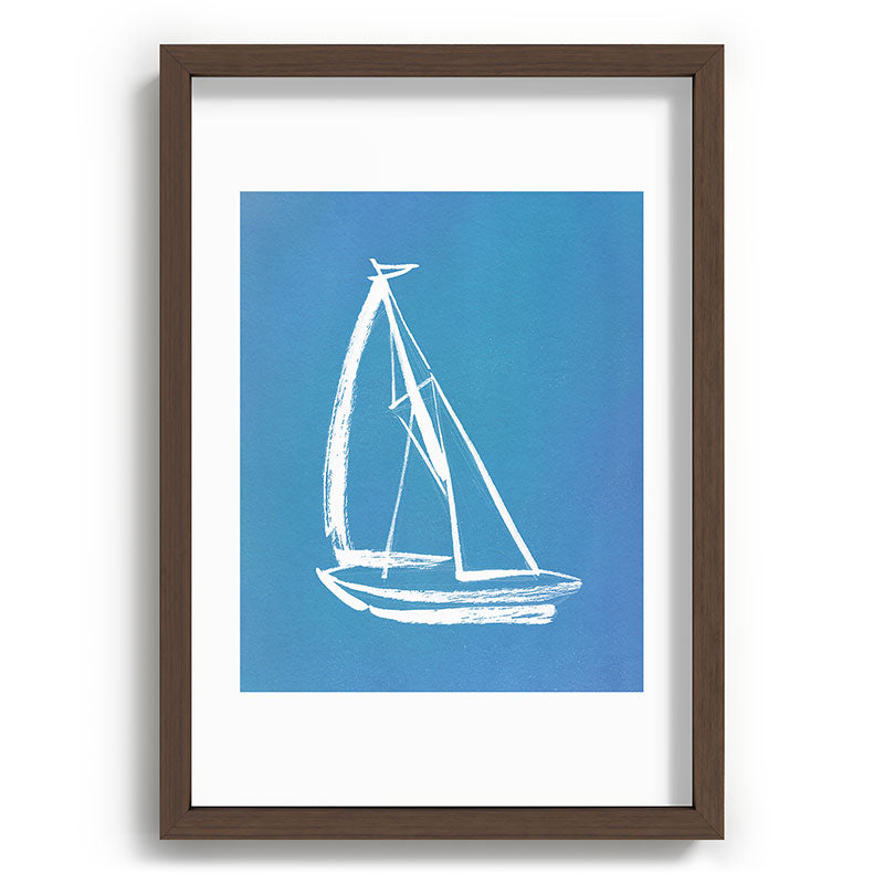 Intemporalis Sailboat Drawing Blue Recessed Framing Rectangle