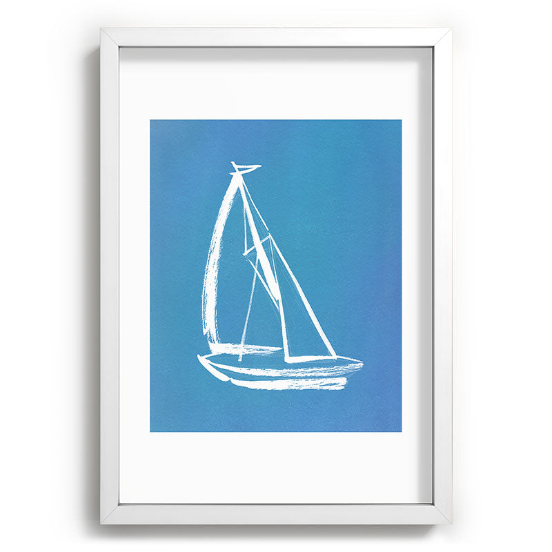 Intemporalis Sailboat Drawing Blue Recessed Framing Rectangle