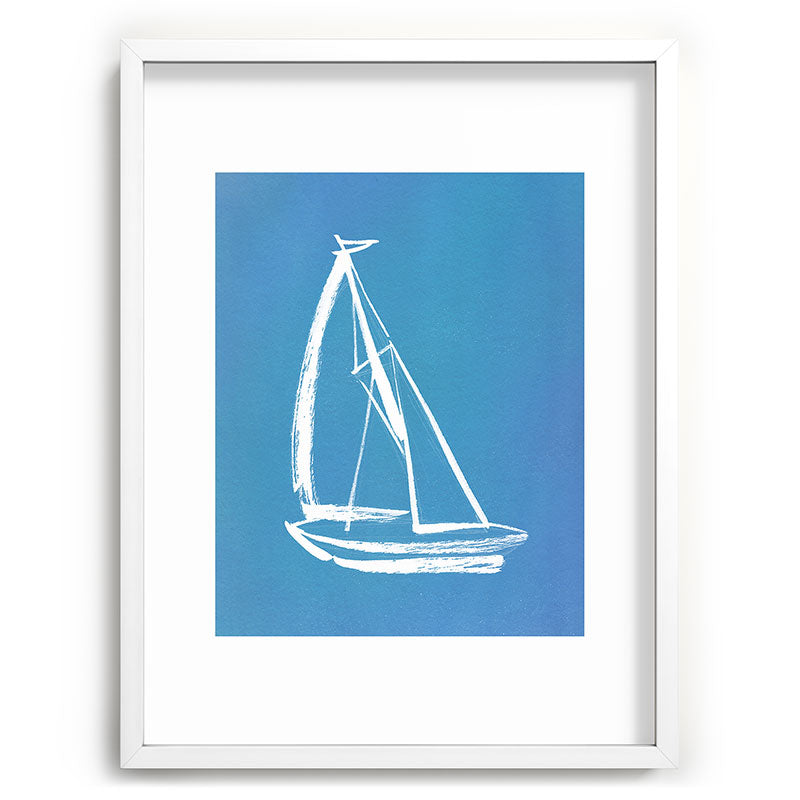 Intemporalis Sailboat Drawing Blue Recessed Framing Rectangle