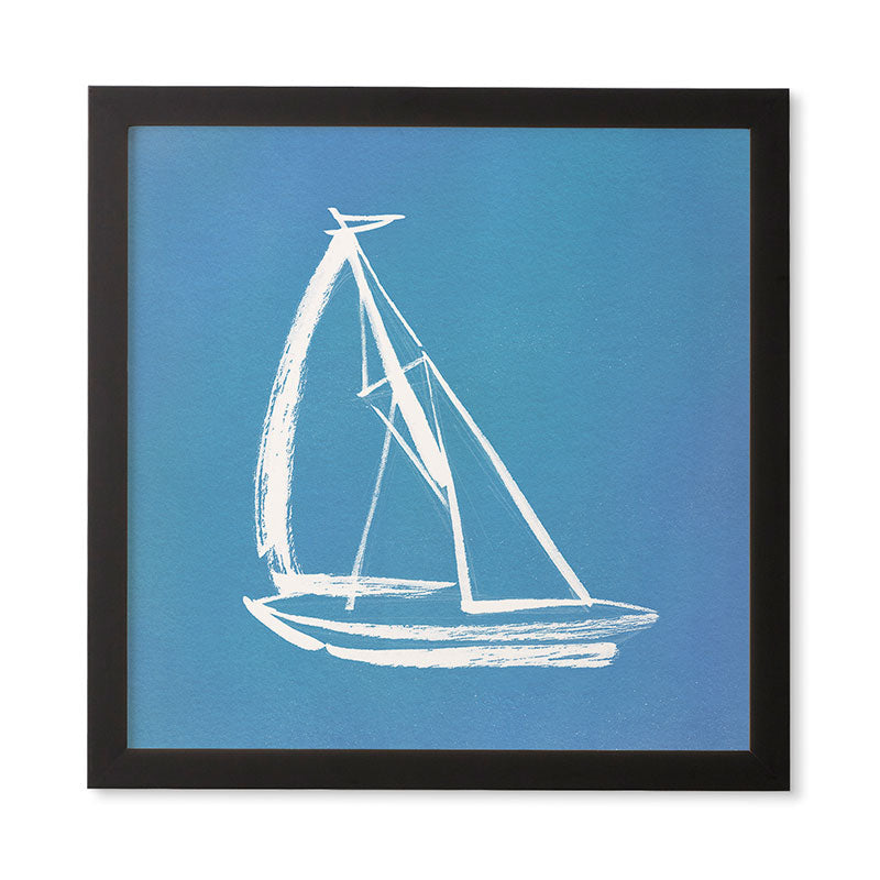 Intemporalis Sailboat Drawing Blue Framed Wall Art