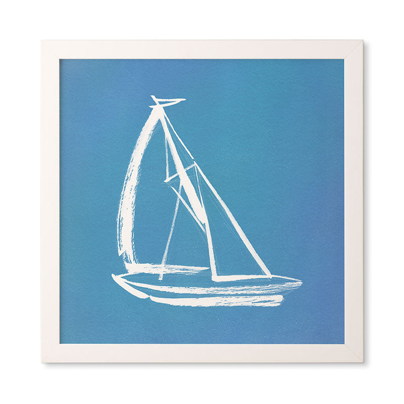Intemporalis Sailboat Drawing Blue Framed Wall Art