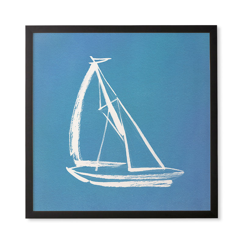 Intemporalis Sailboat Drawing Blue Framed Wall Art