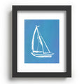 Intemporalis Sailboat Drawing Blue Recessed Framing Rectangle