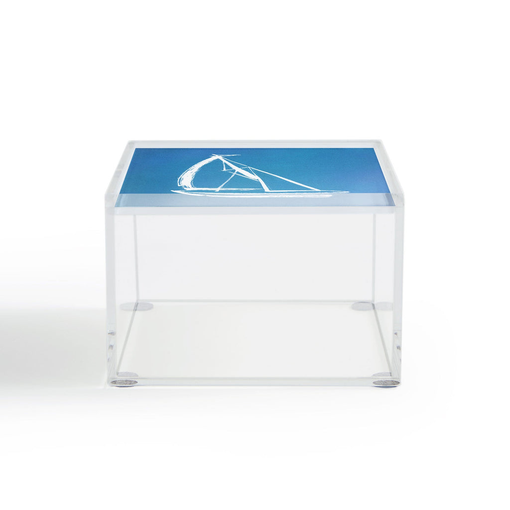 Intemporalis Sailboat Drawing Blue Acrylic Box