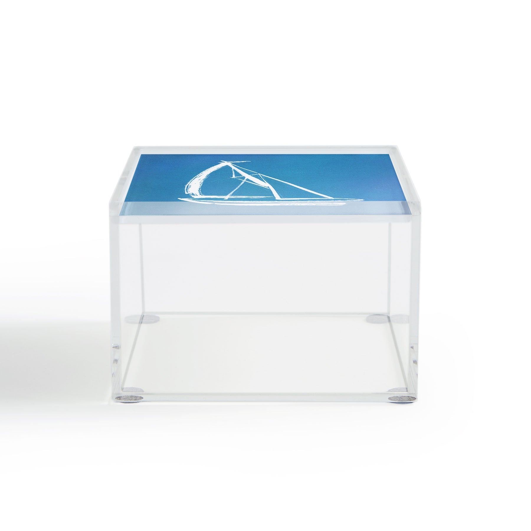 Intemporalis Sailboat Drawing Blue Acrylic Box