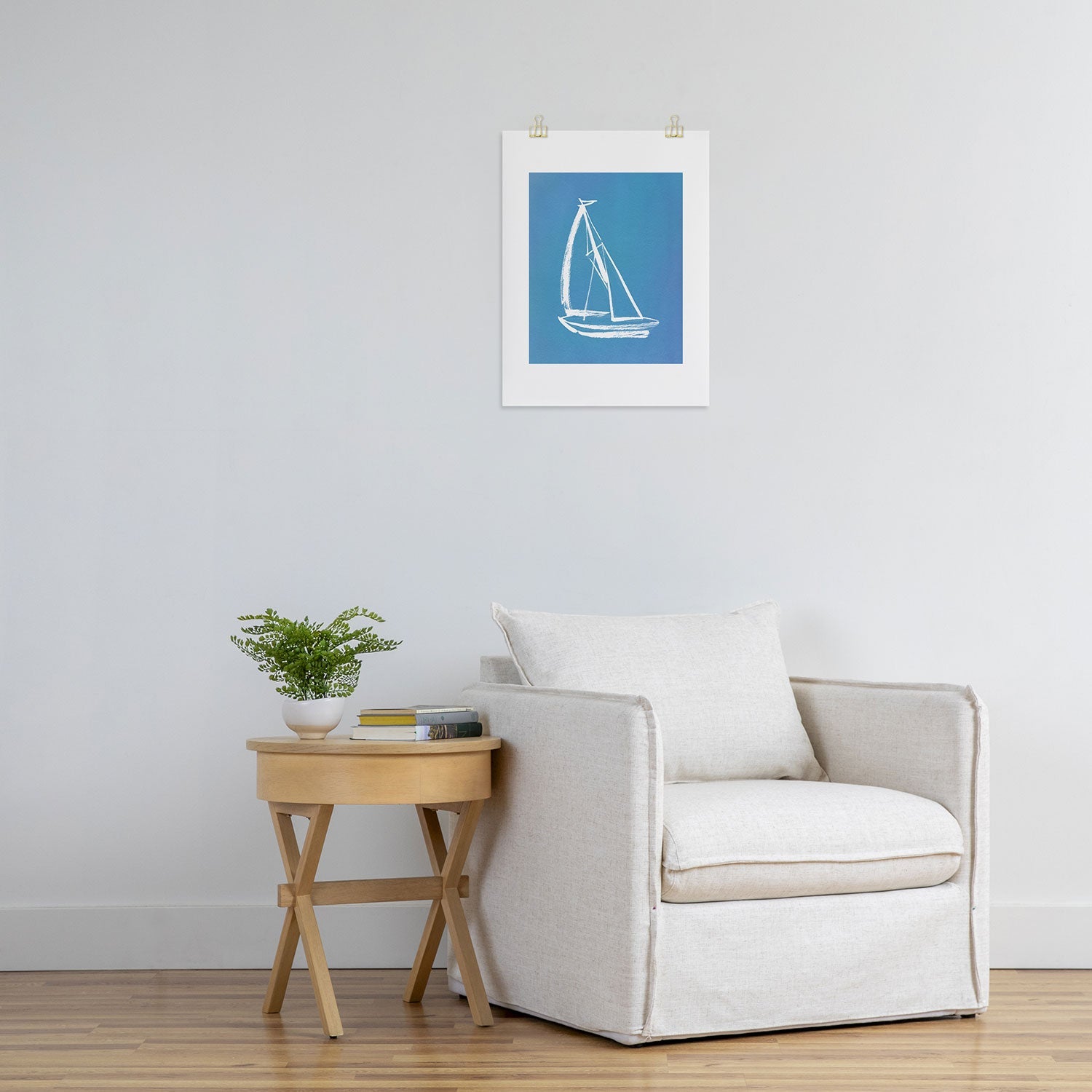 Intemporalis Sailboat Drawing Blue Art Print