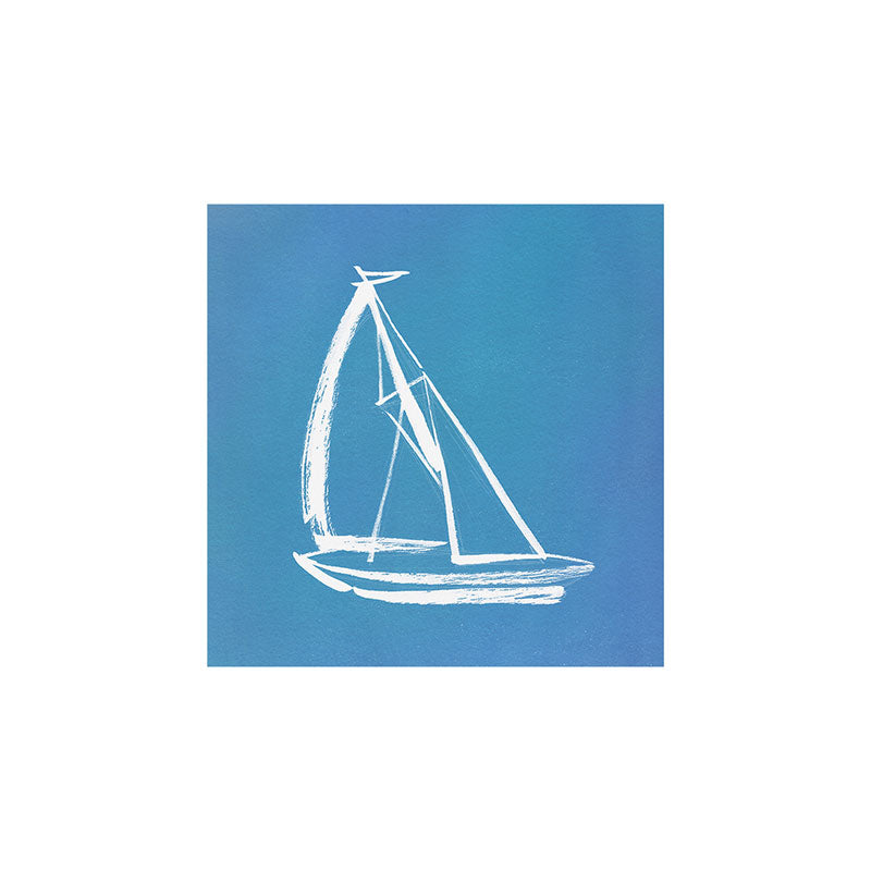 Intemporalis Sailboat Drawing Blue Art Print