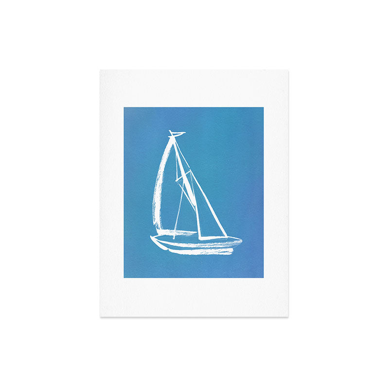 Intemporalis Sailboat Drawing Blue Art Print