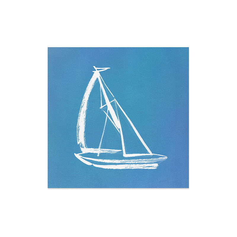 Intemporalis Sailboat Drawing Blue Art Print