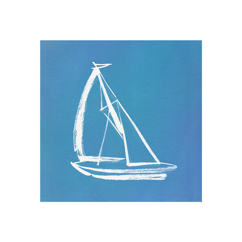 Intemporalis Sailboat Drawing Blue Art Print
