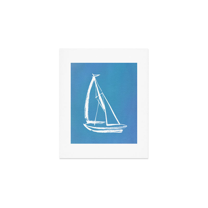 Intemporalis Sailboat Drawing Blue Art Print