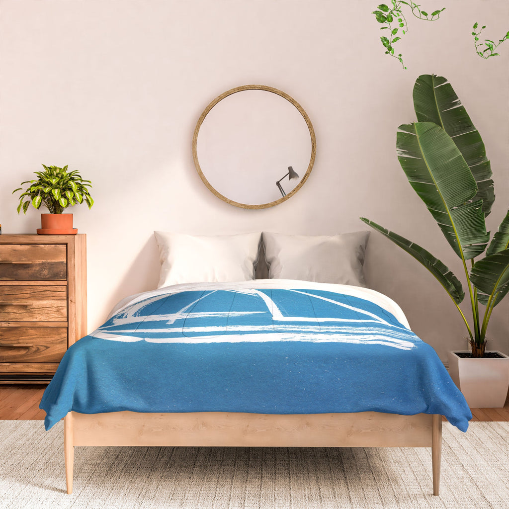 Intemporalis Sailboat Drawing Blue Comforter