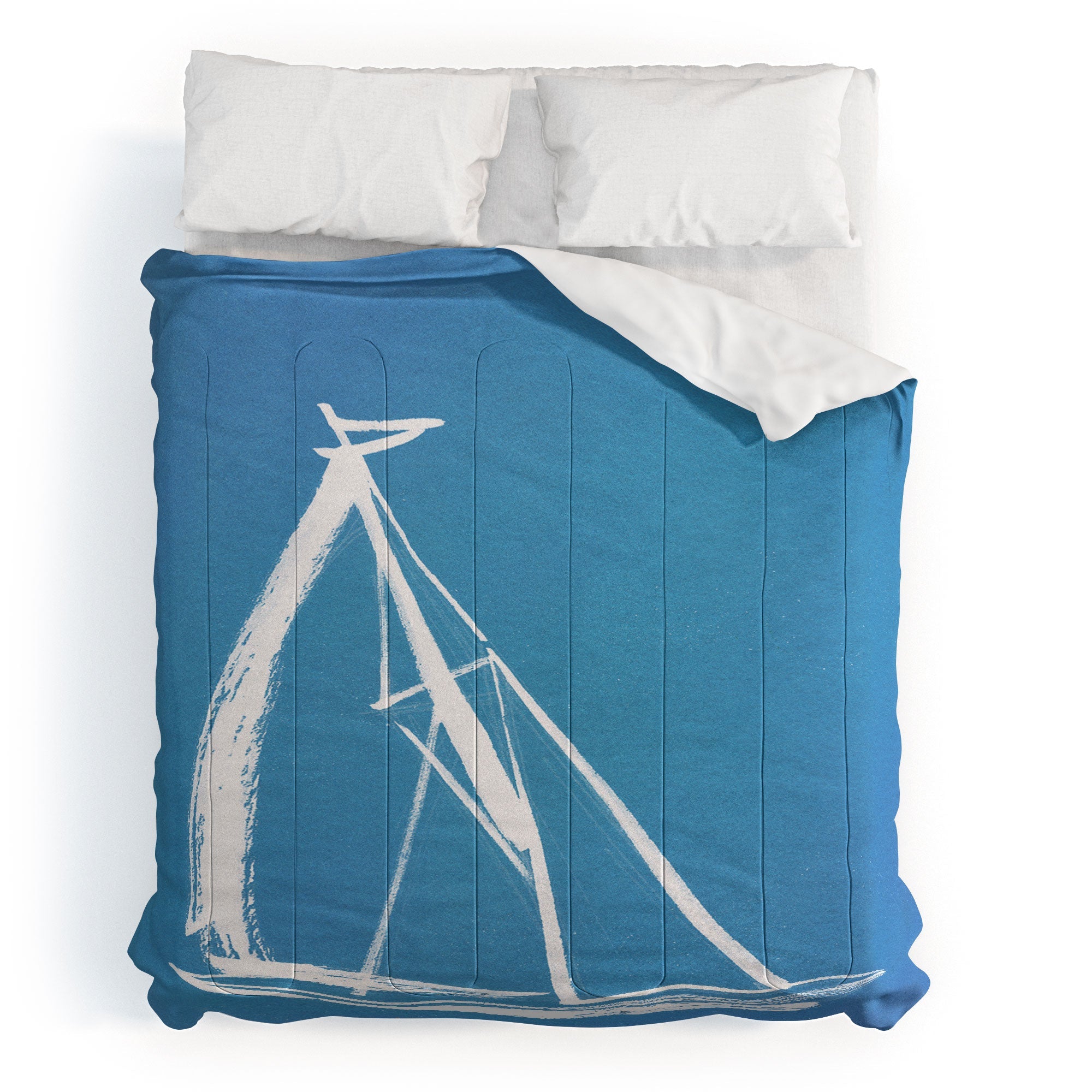 Intemporalis Sailboat Drawing Blue Comforter