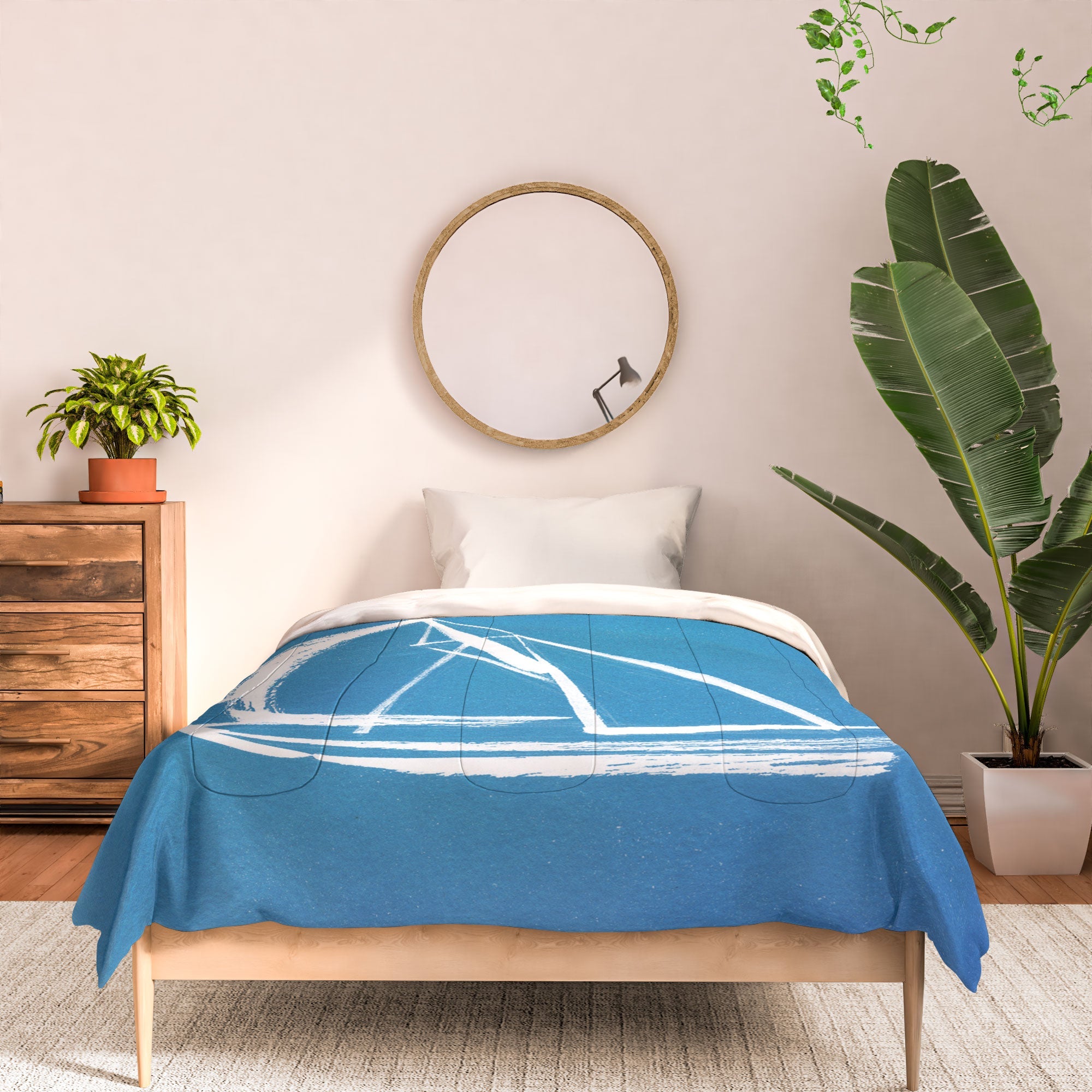 Intemporalis Sailboat Drawing Blue Comforter