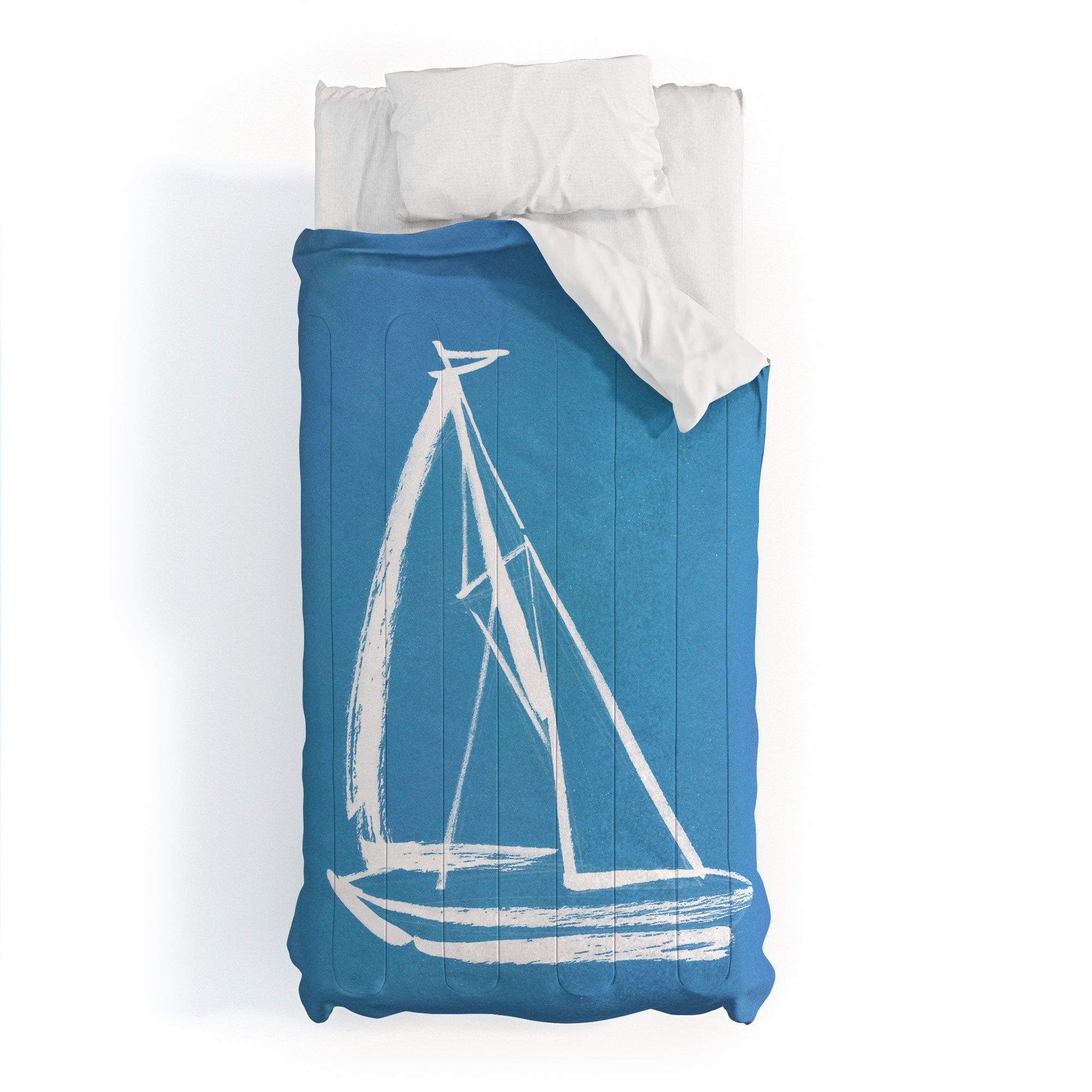 Intemporalis Sailboat Drawing Blue Comforter