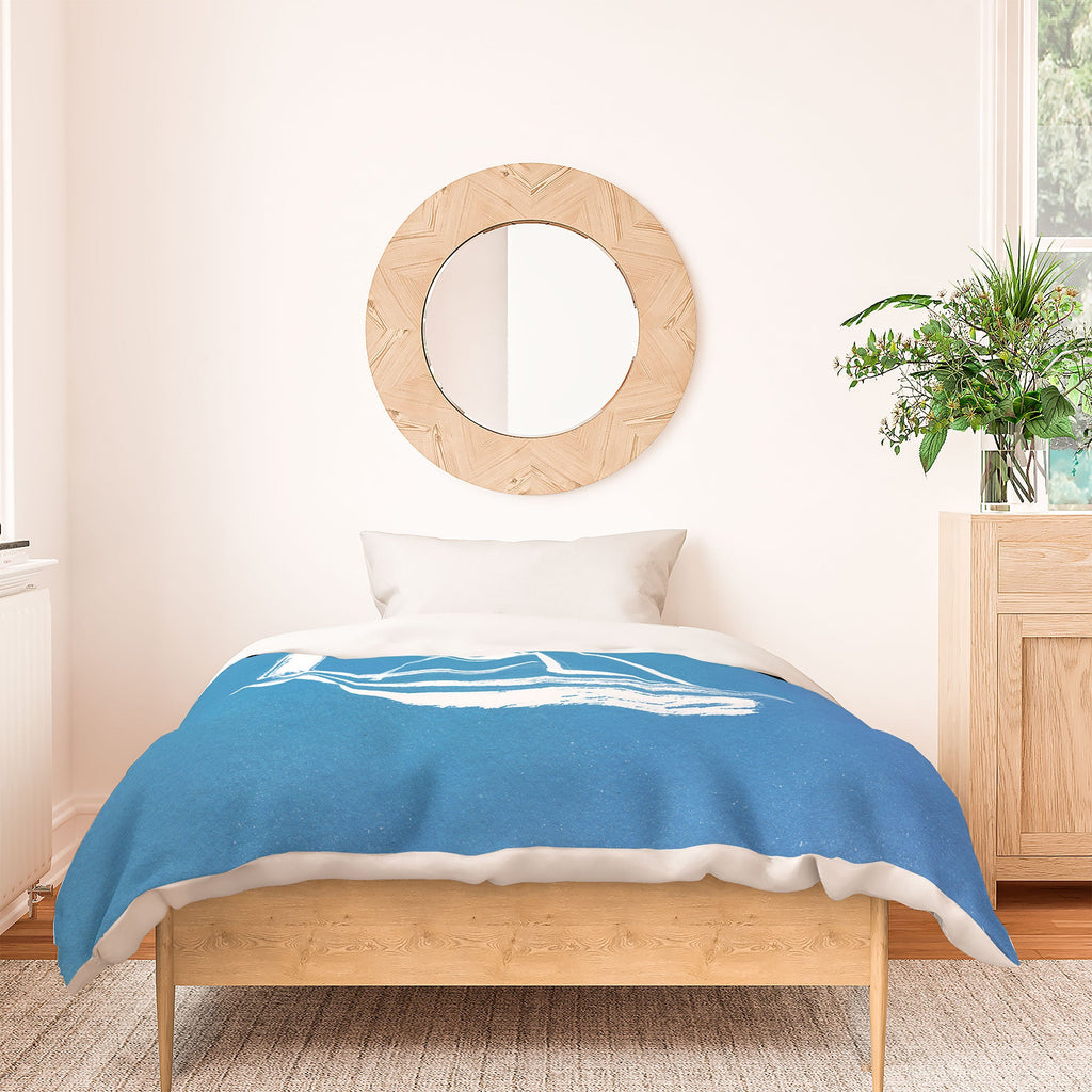 Intemporalis Sailboat Drawing Blue Duvet Cover