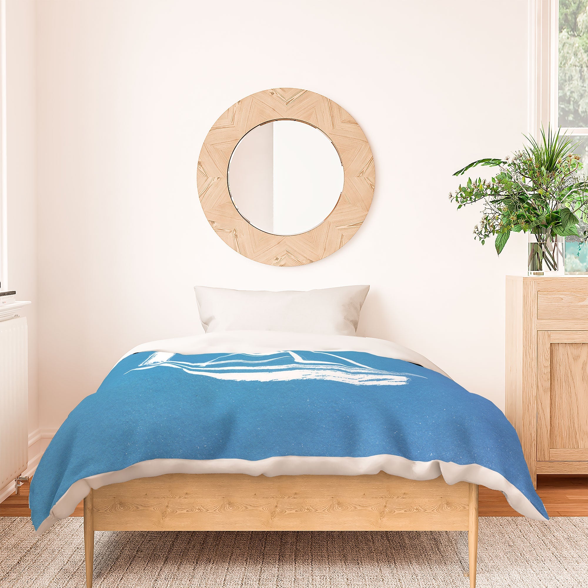 Intemporalis Sailboat Drawing Blue Duvet Cover
