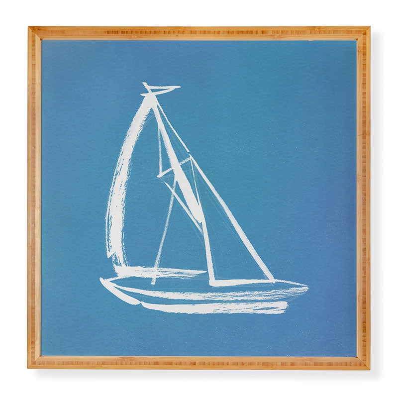 Intemporalis Sailboat Drawing Blue Framed Wall Art