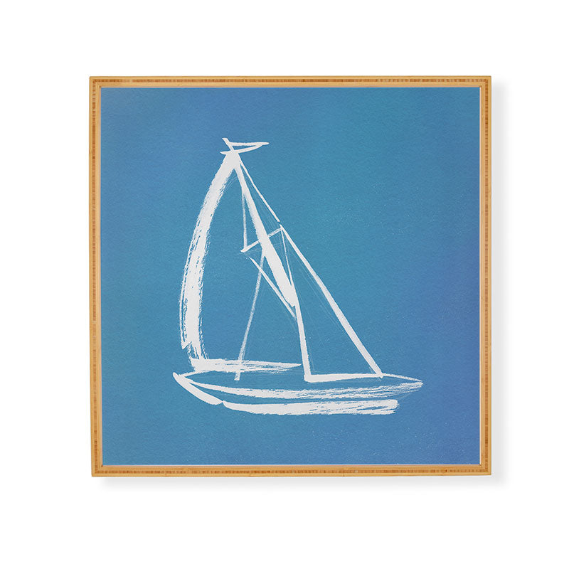 Intemporalis Sailboat Drawing Blue Framed Wall Art