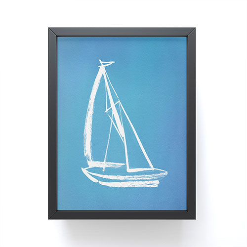 Intemporalis Sailboat Drawing Blue Framed Mini Art Print